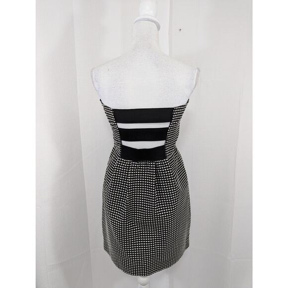 RACHEL ROY! TINY HEART WEAVE! BLACK, CREAM STRAPLESS DRESS, GOWN! POCKETS! SZ 8 - Picture 5 of 9